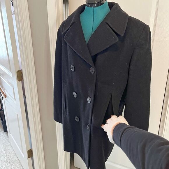 Jones New York JNY 100% Pure Wool Double Breasted Button Pocket Lined Peacoat - Picture 6 of 16